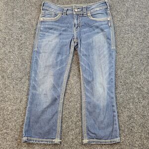 Silver Jeans Suki Surplus Capri Women's W28 Stretch Thick Stitch Flap Pocket